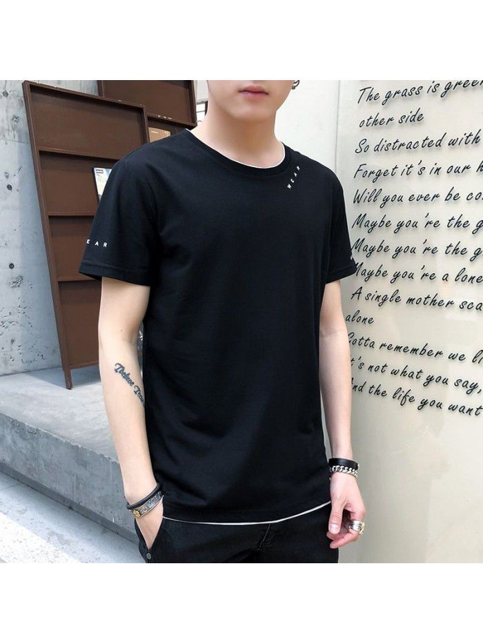 summer new men's short sleeve T-shirt cotton round neck Pullover Korean slim fit men's T-shirt half sleeve shirt 