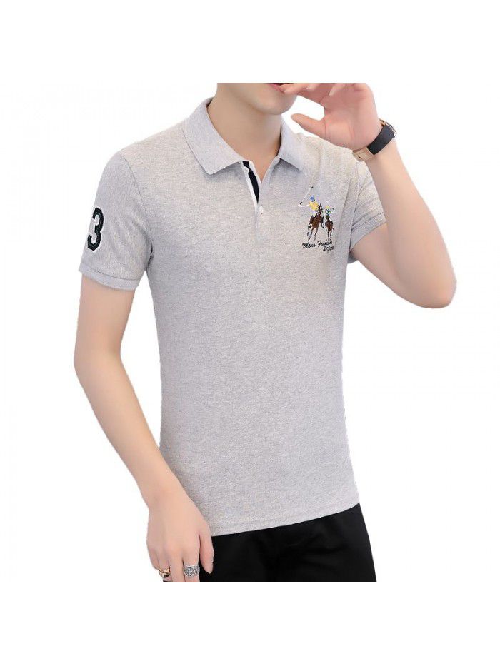 Summer men's short sleeve T-shirt Lapel Polo fashion Korean half sleeve T-shirt fashion men's clothes 