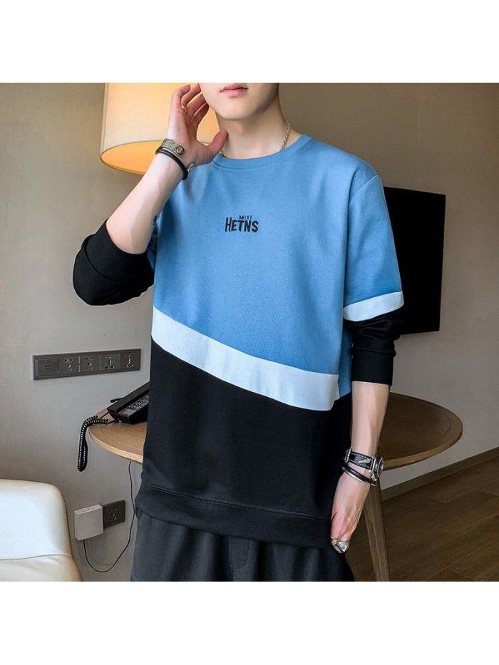 summer men's short sleeve T-shirt trendy men's round neck Pullover striped half sleeve t-shirt men's thin top 