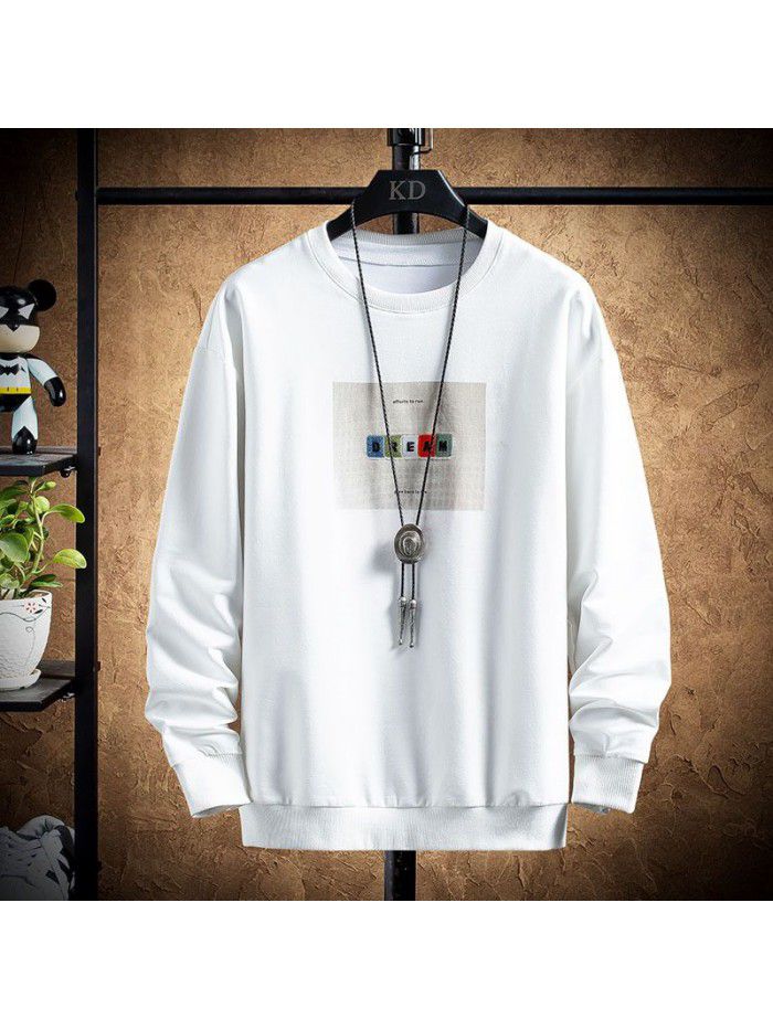 spring new men's T-shirt Korean round neck long sleeve t-shirt men's casual National Fashion Top 