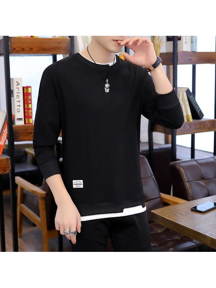 Fashion sweater men's autumn  new men's wear Korean Trend slim round neck bottomed shirt for young students 