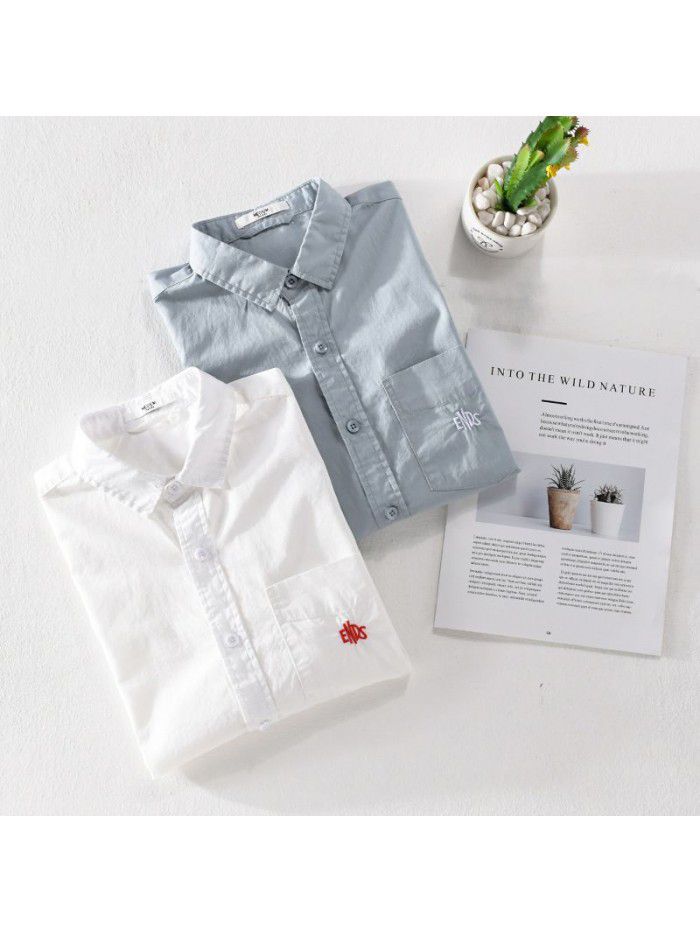 Summer men's casual loose men's shirt simple versatile literary model young handsome cotton shirt 9734 