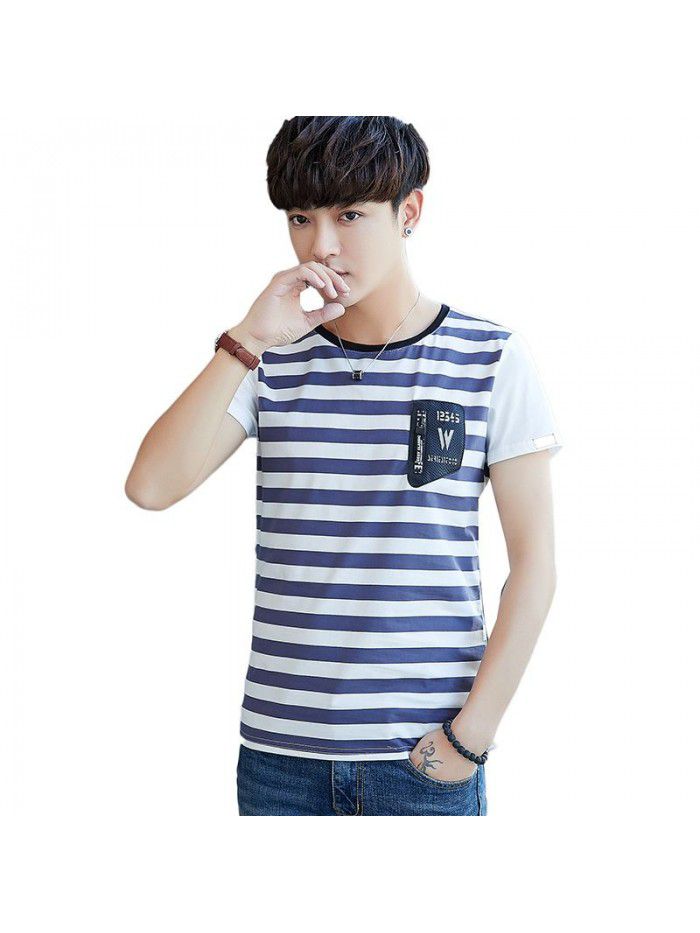 summer new cotton round neck short sleeve T-shirt fashion trend men's half sleeve T-shirt slim men's fashion 