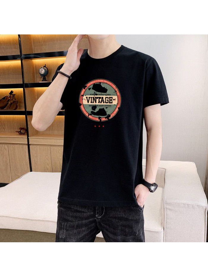 summer new men's short sleeve T-shirt Korean slim thin half sleeve t-shirt men's casual top 