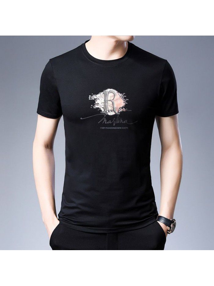 Summer short sleeve t-shirt men's half sleeve top thin Korean T-shirt bottom coat fashion young and middle-aged Dad 