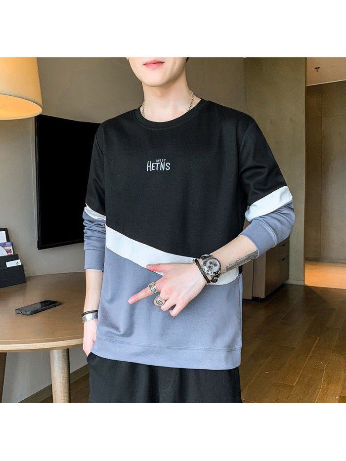 summer men's short sleeve T-shirt trendy men's round neck Pullover striped half sleeve t-shirt men's thin top 