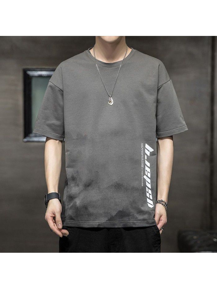 Summer new short sleeve T-shirt  men's cotton t-shirt men's round neck casual half sleeve bottom shirt fashion brand top 