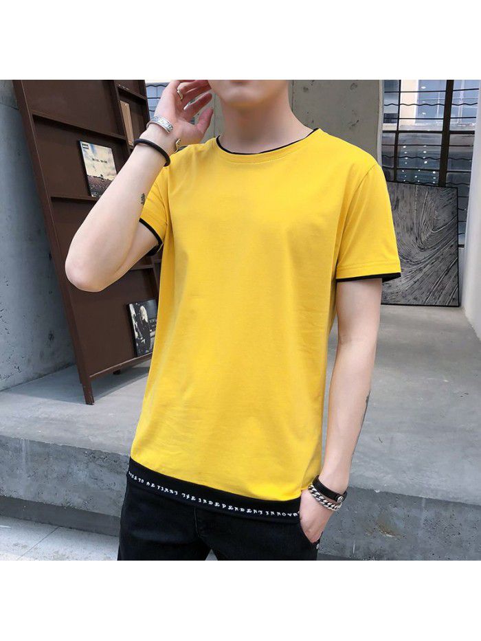 summer new men's short sleeve T-shirt cotton round neck Pullover Korean slim fit men's T-shirt half sleeve shirt 