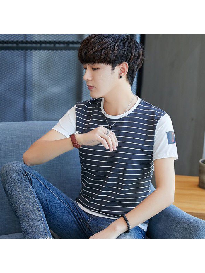 summer new cotton round neck short sleeve T-shirt fashion trend men's half sleeve T-shirt slim men's fashion 