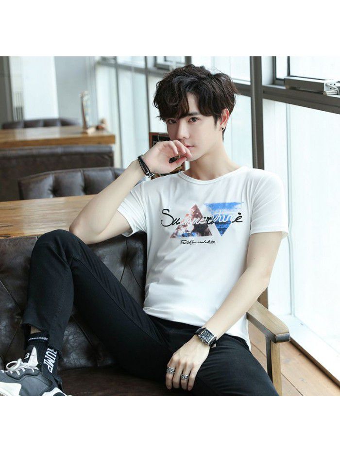 Summer new men's short sleeve T-shirt fashion casual crew neck Pullover half sleeve thin t-shirt men's top 