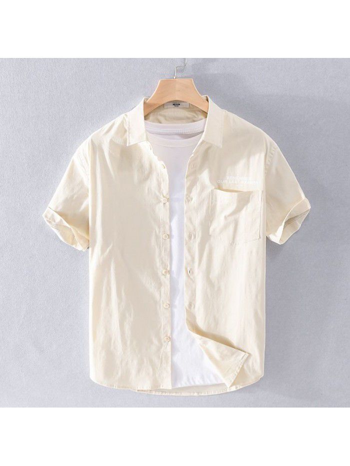 Summer new cotton men's shirt pure color leisure simple young men's cotton shirt small fresh 308 