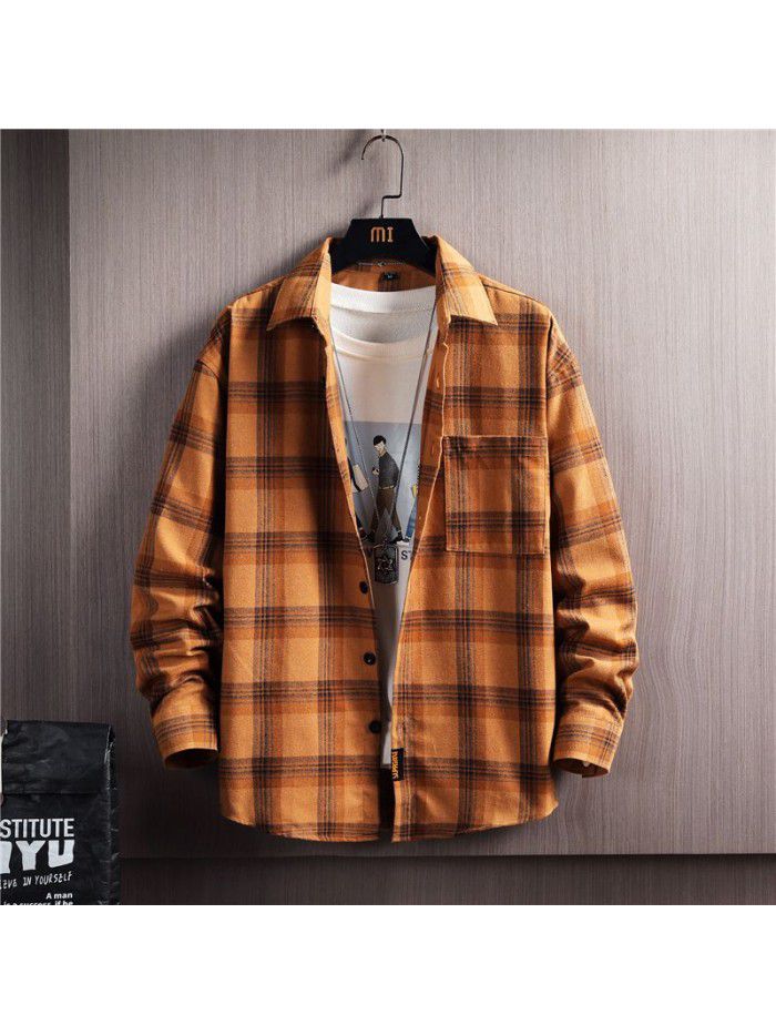 Autumn men's long sleeve shirt Korean casual Stripe Shirt Men's cotton shirt cardigan men's top 