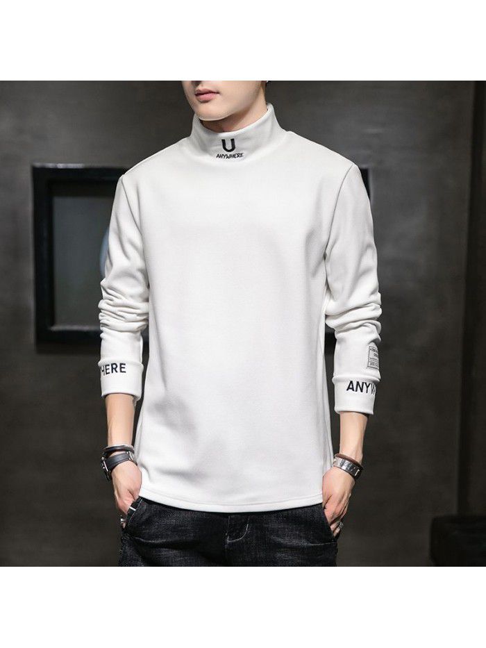  Weiyi men's Embroidery spring and autumn new long sleeve t-shirt men's Korean round neck top men's student 