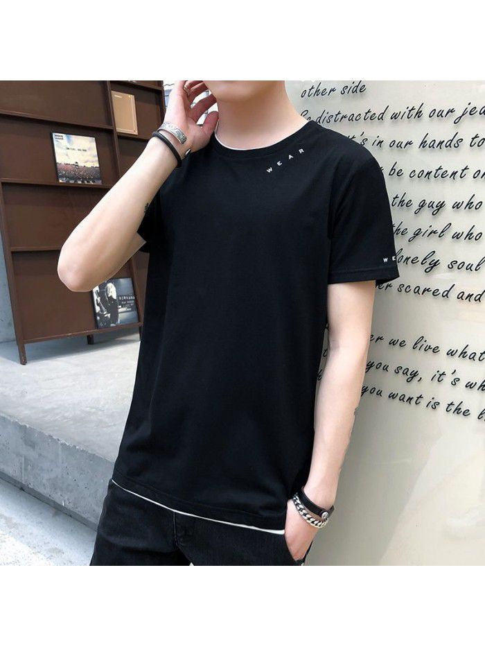 summer new men's short sleeve T-shirt cotton round neck Pullover Korean slim fit men's T-shirt half sleeve shirt 