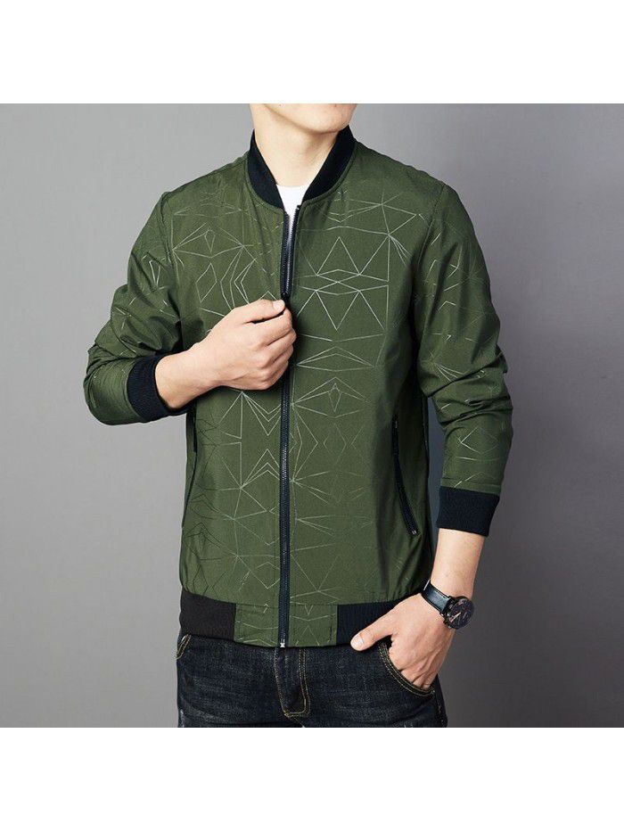 New men's jacket autumn and winter Korean casual Plush fashion coat versatile thin fashion jacket men's jacket 