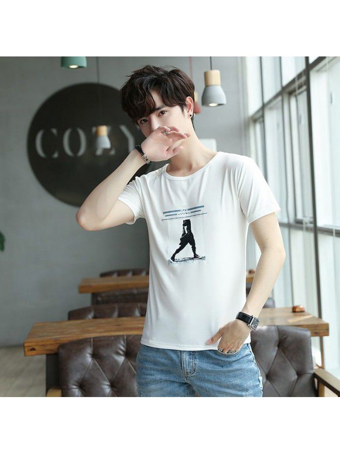 Summer new men's short sleeve T-shirt fashion casual crew neck Pullover half sleeve thin t-shirt men's top 