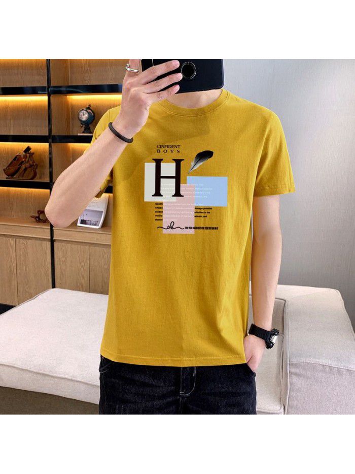 summer new men's short sleeve T-shirt Korean slim thin half sleeve t-shirt men's casual top 