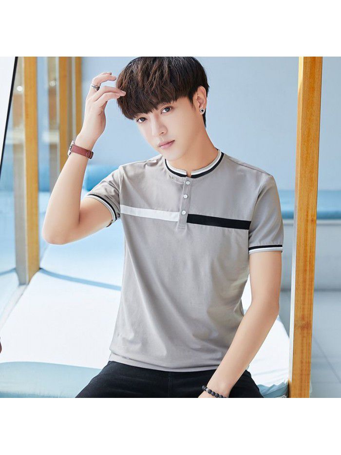 summer new cotton round neck short sleeve T-shirt fashion trend men's half sleeve T-shirt slim men's fashion 