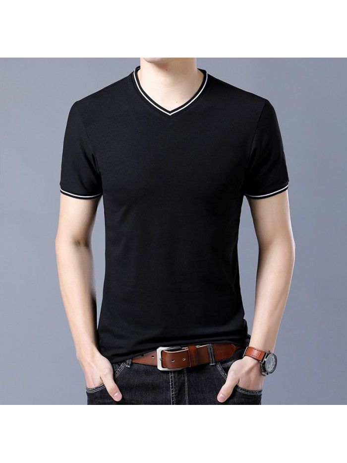 summer men's new men's short sleeve t-shirt men's V-neck T-shirt half sleeve T-shirt youth trend 