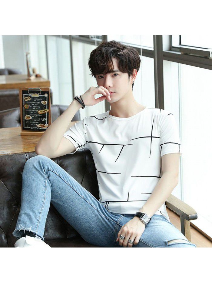 Summer new men's short sleeve T-shirt fashion casual crew neck Pullover half sleeve thin t-shirt men's top 