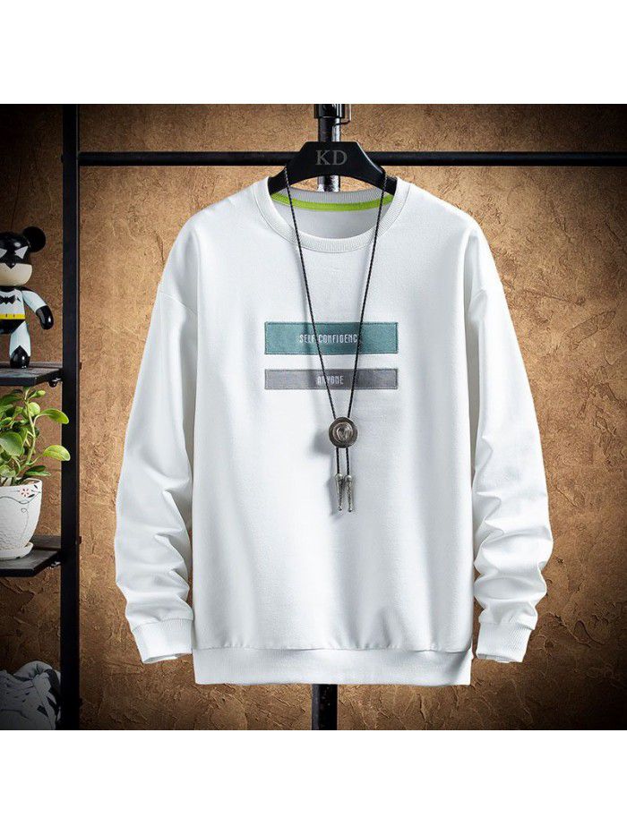 spring new men's T-shirt Korean round neck long sleeve t-shirt men's casual National Fashion Top 