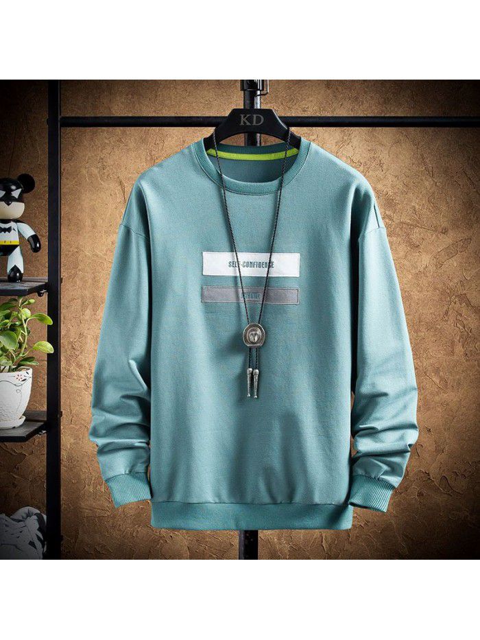 spring new men's T-shirt Korean round neck long sleeve t-shirt men's casual National Fashion Top 