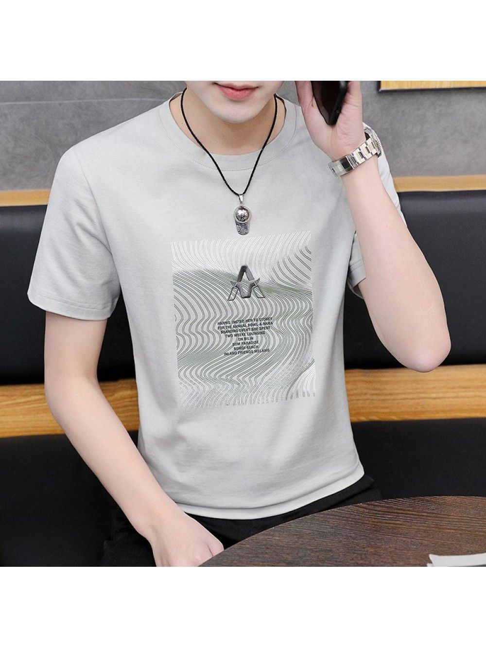 Summer New Short Sleeve T Shirt Mens Fashion Trend Leisure Slim Round Neck Printing Mens T 2518