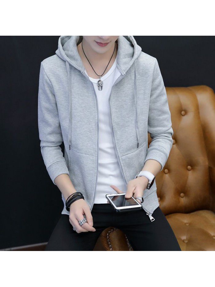 autumn bodyguard men's hooded cardigan Korean hip hop sports jacket Hong Kong style leisure top student 