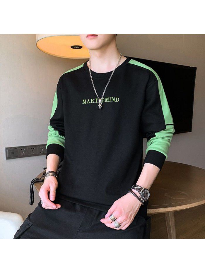 summer men's short sleeve T-shirt trendy men's round neck Pullover striped half sleeve t-shirt men's thin top 