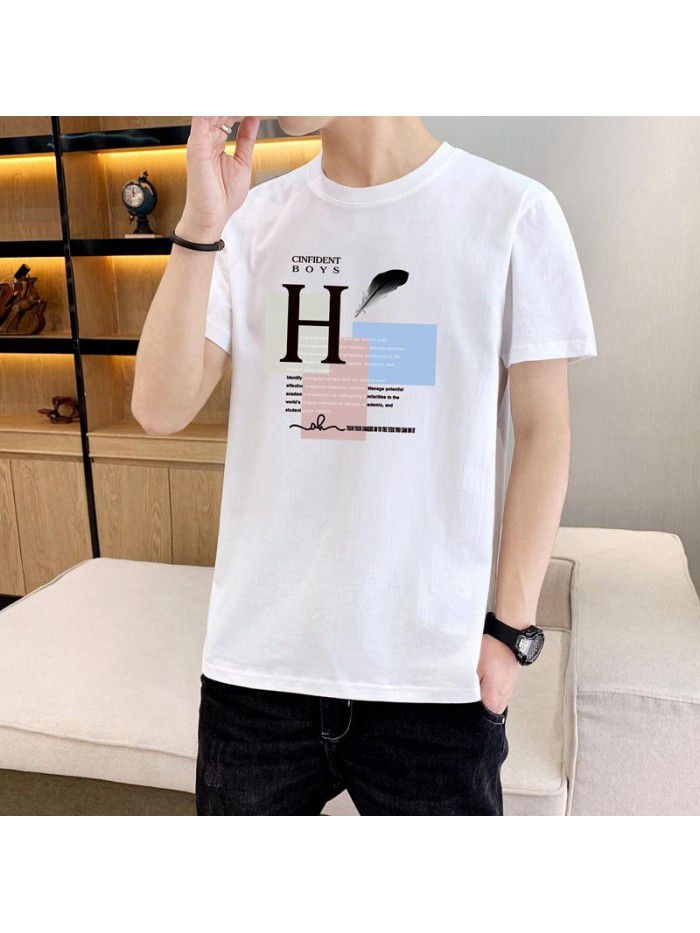 summer new men's short sleeve T-shirt Korean slim thin half sleeve t-shirt men's casual top 