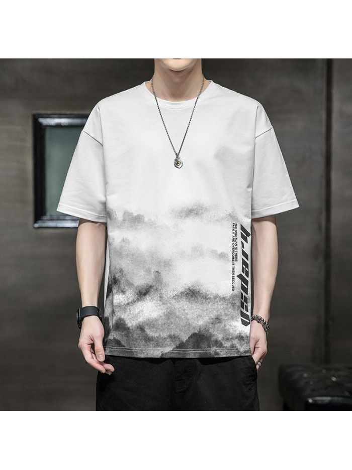 Summer new short sleeve T-shirt  men's cotton t-shirt men's round neck casual half sleeve bottom shirt fashion brand top 