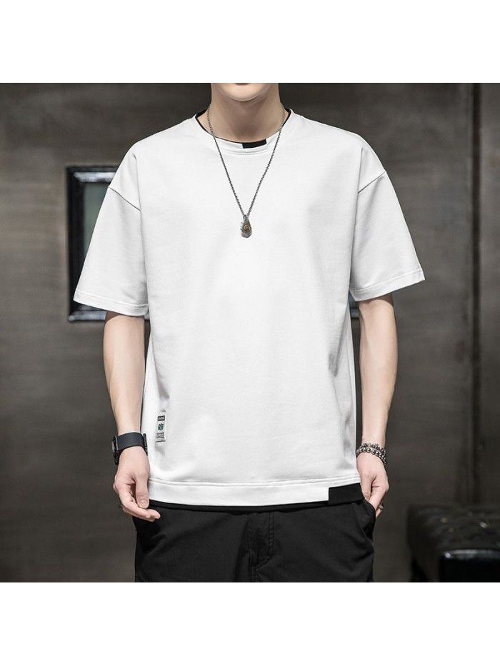 Summer new short sleeve T-shirt  men's cotton t-shirt men's round neck casual half sleeve bottom shirt fashion brand top 