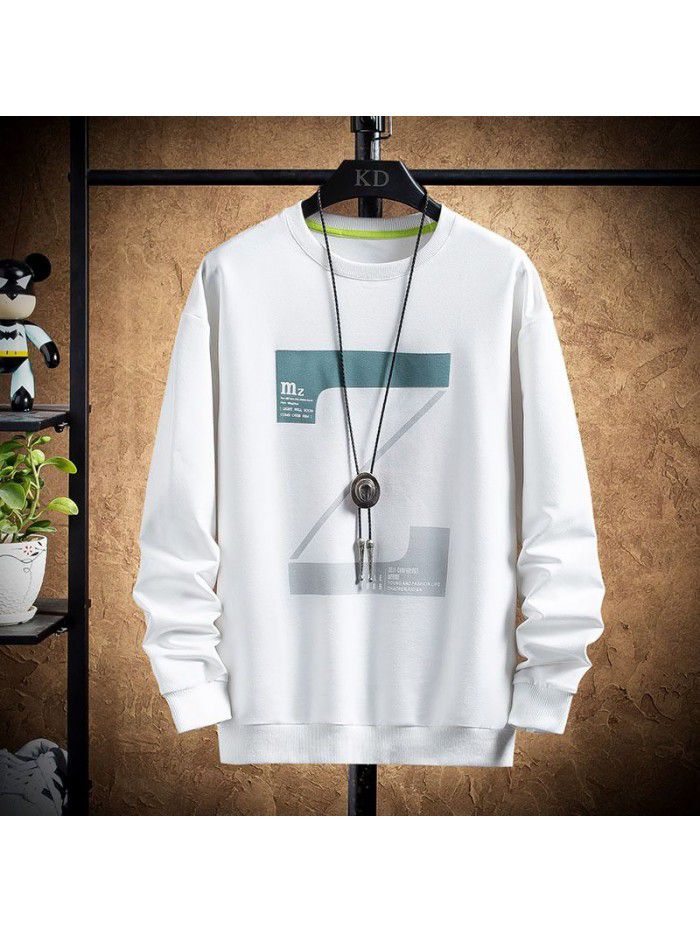 spring new men's T-shirt Korean round neck long sleeve t-shirt men's casual National Fashion Top 