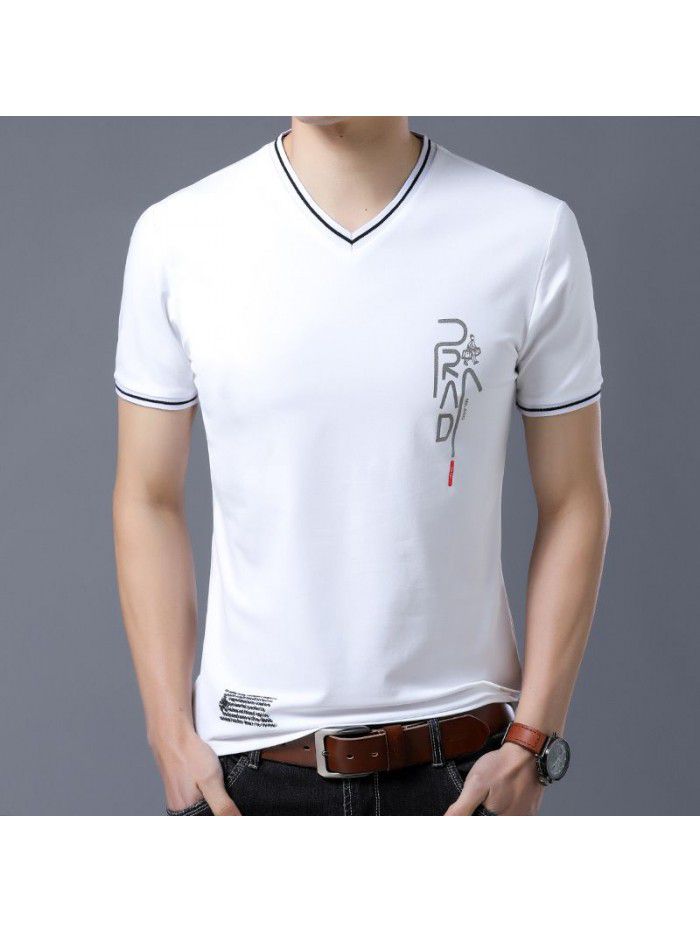 summer men's new men's short sleeve t-shirt men's V-neck T-shirt half sleeve T-shirt youth trend 