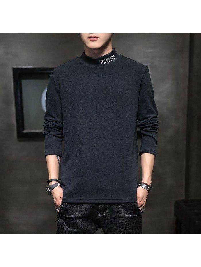  Weiyi men's Embroidery spring and autumn new long sleeve t-shirt men's Korean round neck top men's student 