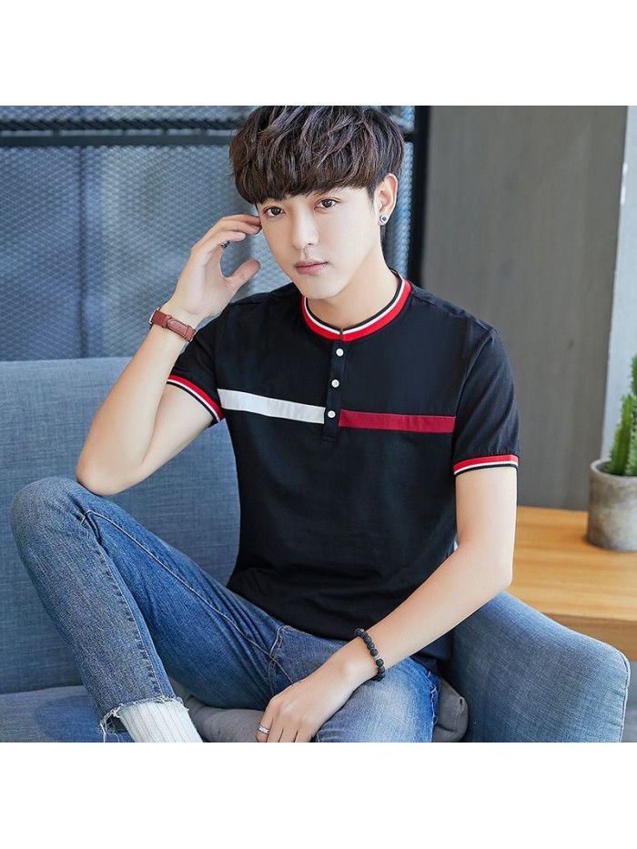 summer new cotton round neck short sleeve T-shirt fashion trend men's half sleeve T-shirt slim men's fashion 