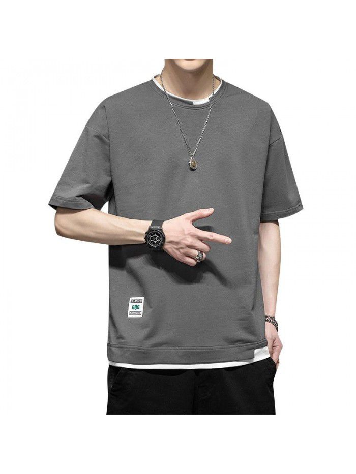 Summer new short sleeve T-shirt  men's cotton t-shirt men's round neck casual half sleeve bottom shirt fashion brand top 