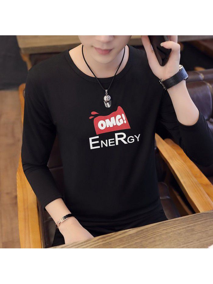 Daily special spring T-shirt Korean casual thin men's wear Pullover long sleeve youth fashion collar men's T-shirt 