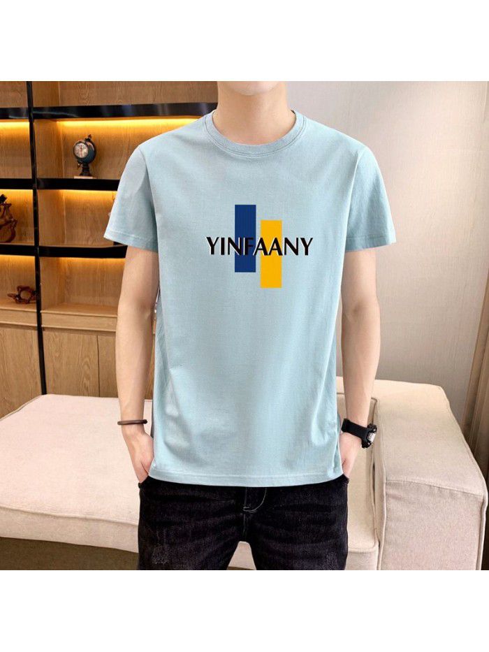 summer new men's short sleeve T-shirt Korean slim thin half sleeve t-shirt men's casual top 