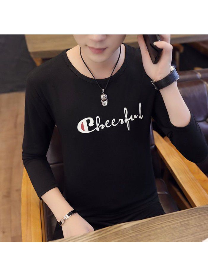 Daily special spring T-shirt Korean casual thin men's wear Pullover long sleeve youth fashion collar men's T-shirt 