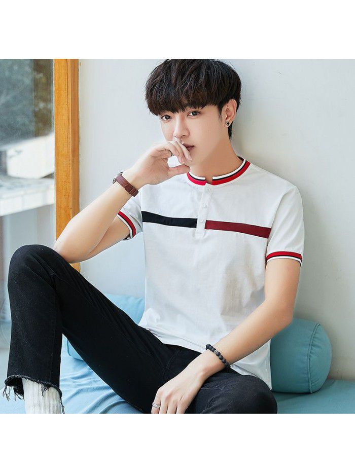 summer new cotton round neck short sleeve T-shirt fashion trend men's half sleeve T-shirt slim men's fashion 