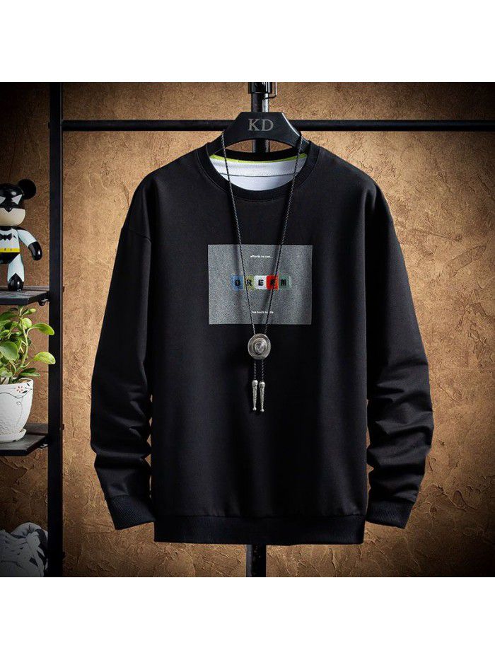 spring new men's T-shirt Korean round neck long sleeve t-shirt men's casual National Fashion Top 