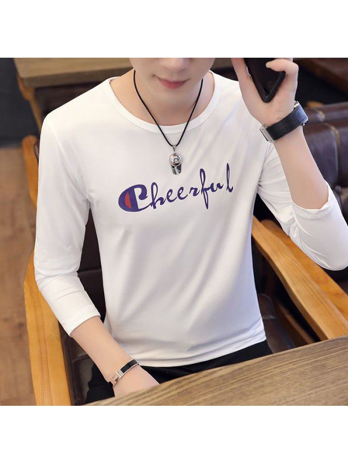 Daily special spring T-shirt Korean casual thin men's wear Pullover long sleeve youth fashion collar men's T-shirt 