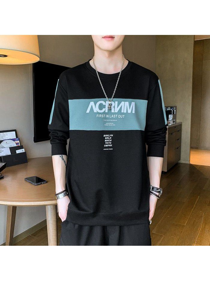 summer men's short sleeve T-shirt trendy men's round neck Pullover striped half sleeve t-shirt men's thin top 