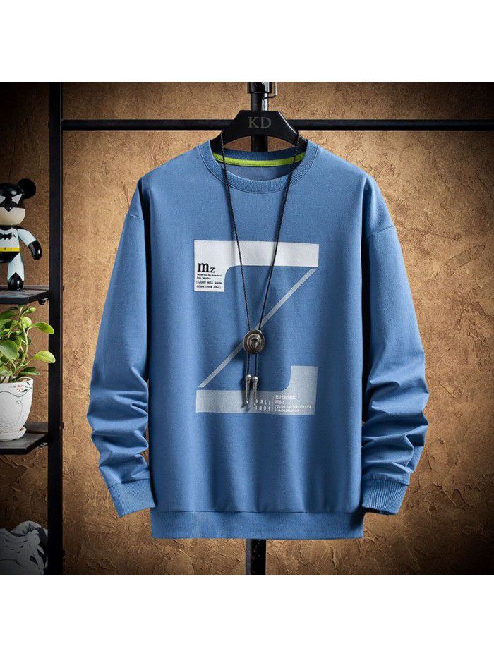 spring new men's T-shirt Korean round neck long sleeve t-shirt men's casual National Fashion Top 