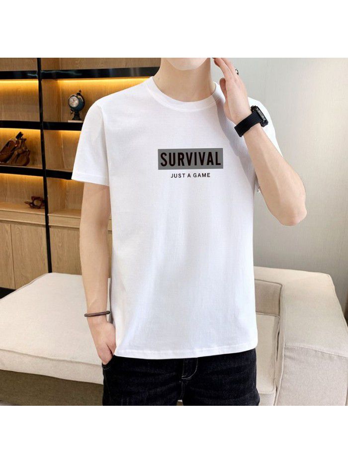 summer new men's short sleeve T-shirt Korean slim thin half sleeve t-shirt men's casual top 