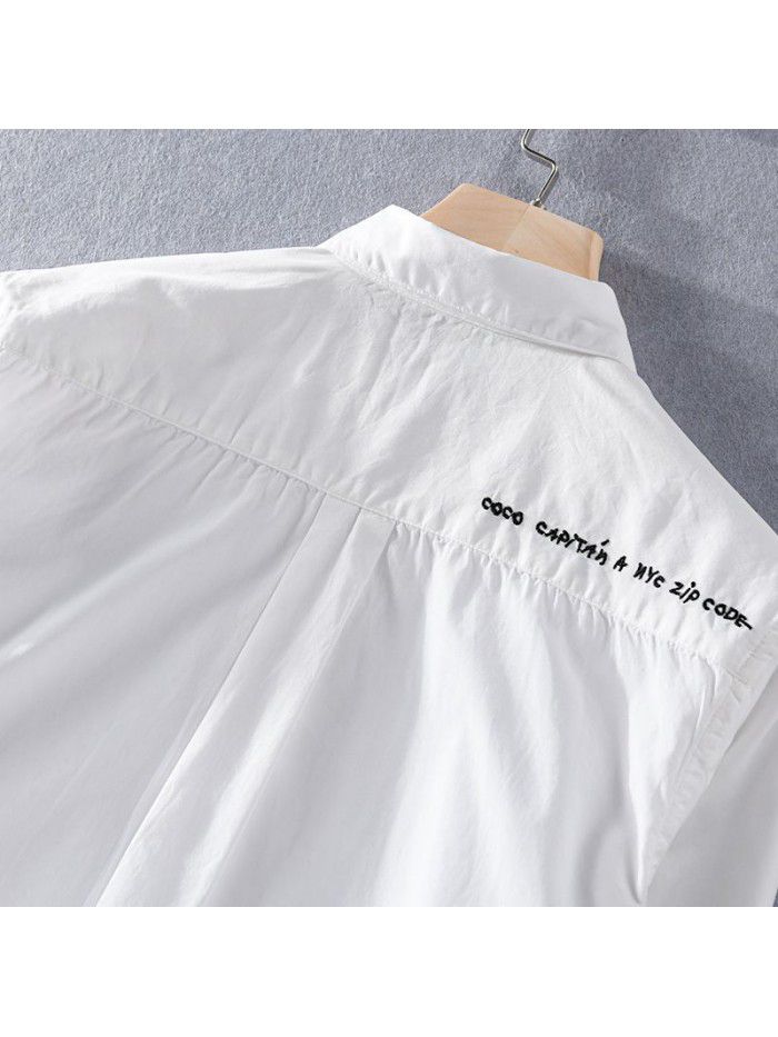 Spring new men's cotton shirt fashion handsome simple white fashion thin young Japanese men's shirt 9733 