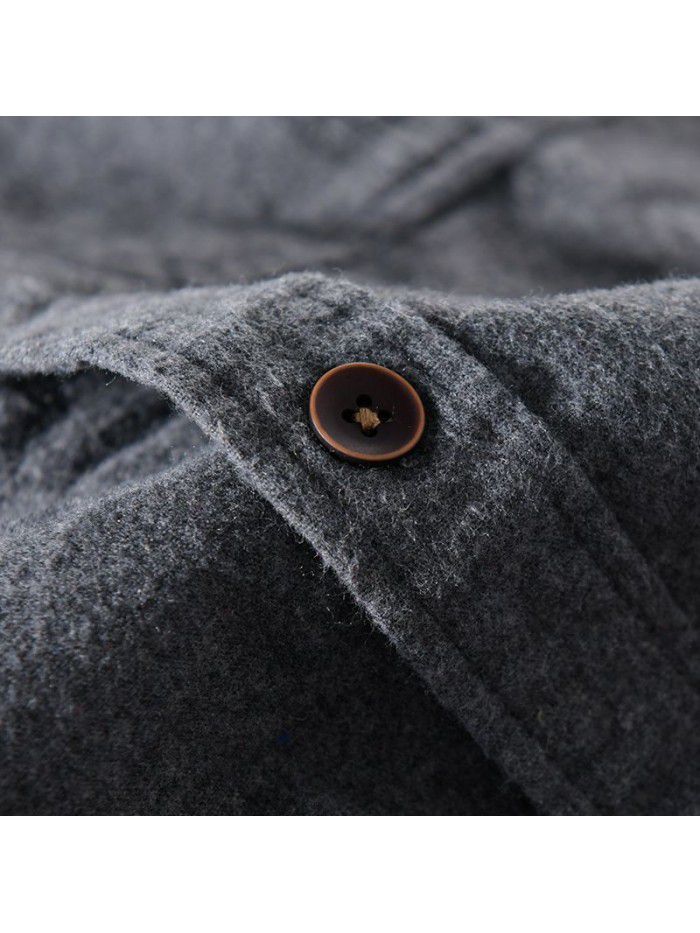 Autumn and winter new shirt retro frosted loose fashion shirt coat men's long sleeve solid color youth top 9426 