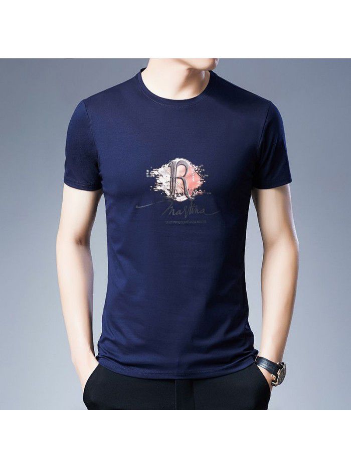 Summer short sleeve t-shirt men's half sleeve top thin Korean T-shirt bottom coat fashion young and middle-aged Dad 