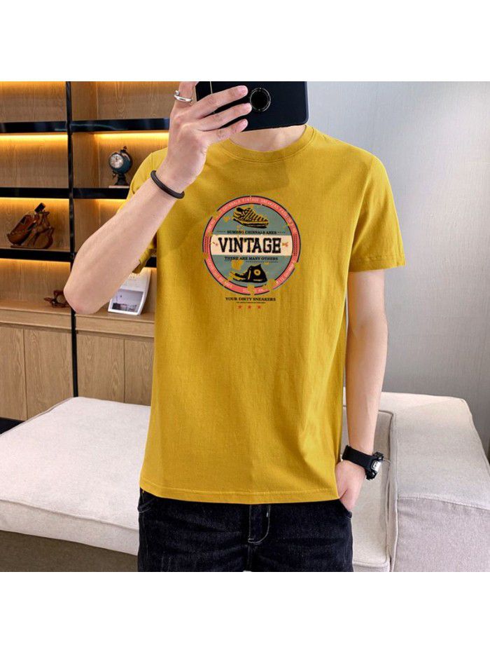 summer new men's short sleeve T-shirt Korean slim thin half sleeve t-shirt men's casual top 